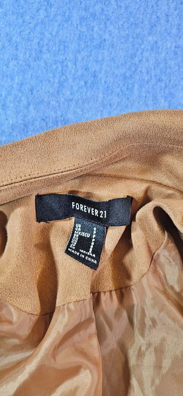 Forever 21 Brown Faux Suede Moto Biker Jacket Size L
